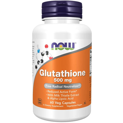 NOW Foods Glutathione 500 mg 60 Veg Capsules | Premium Supplements at MYSUPPLEMENTSHOP