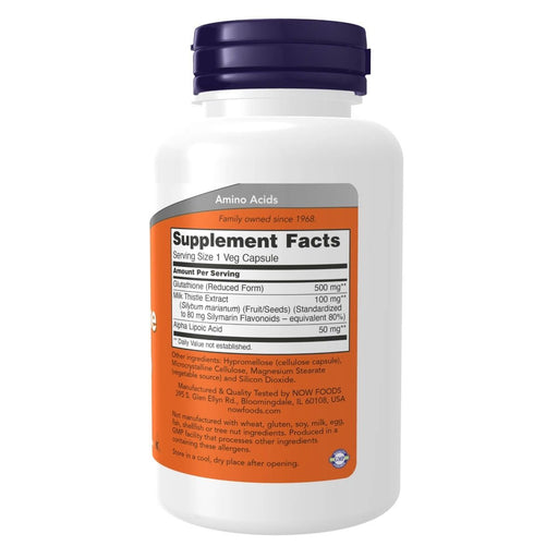NOW Foods Glutathione 500 mg 60 Veg Capsules | Premium Supplements at MYSUPPLEMENTSHOP