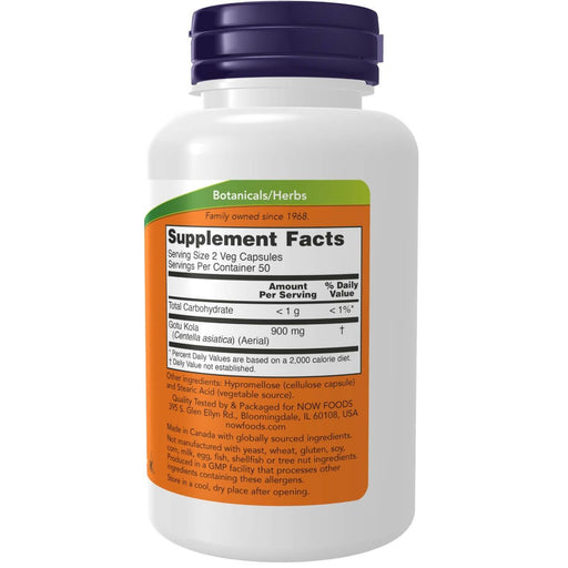 NOW Foods Gotu Kola 450 mg 100 Veg Capsules | Premium Supplements at MYSUPPLEMENTSHOP