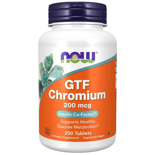 NOW Foods GTF Chromium 200 mcg 250 Tablets | Premium Supplements at MYSUPPLEMENTSHOP