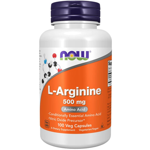NOW Foods L-Arginine 500 mg 100 Veg Capsules | Premium Supplements at MYSUPPLEMENTSHOP