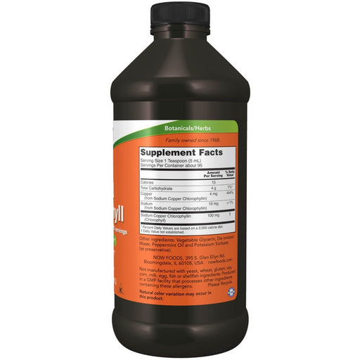 NOW Foods Liquid Chlorophyll Mint Flavour 16oz | Premium Supplements at MYSUPPLEMENTSHOP