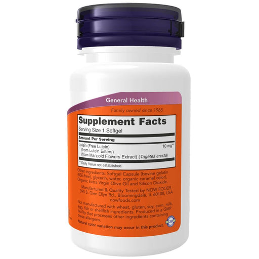 NOW Foods Lutein 10 mg 60 Softgels | Premium Supplements at MYSUPPLEMENTSHOP