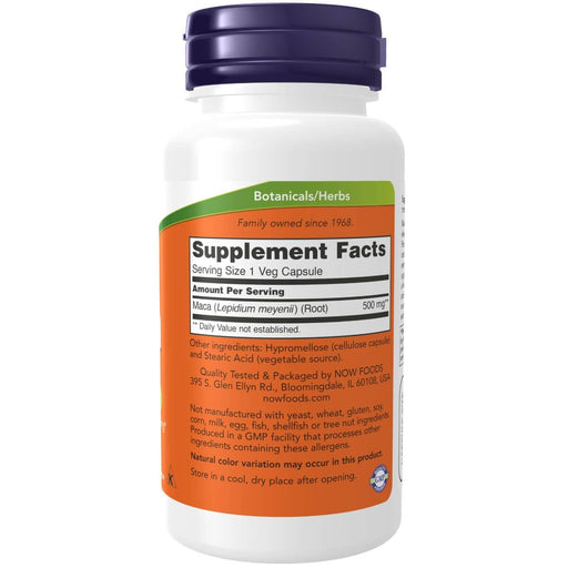 NOW Foods Maca 500 mg 100 Veg Capsules | Premium Supplements at MYSUPPLEMENTSHOP
