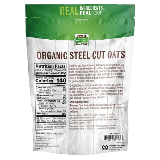 NOW Foods Organic Steel Cut Oats 2lbs | Premium Supplements at MYSUPPLEMENTSHOP