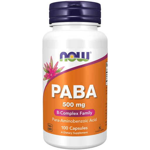 NOW Foods PABA (Para-Aminobenzoic Acid) 500 mg 100 Capsules | Premium Supplements at MYSUPPLEMENTSHOP