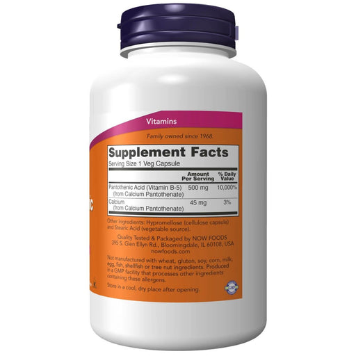 NOW Foods Pantothenic Acid (Vitamin B-5) 500 mg 250 Capsules | Premium Supplements at MYSUPPLEMENTSHOP