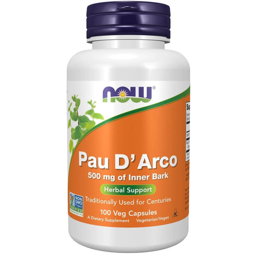 NOW Foods Pau D'Arco 500mg 100 Veg Capsules | Premium Supplements at MYSUPPLEMENTSHOP