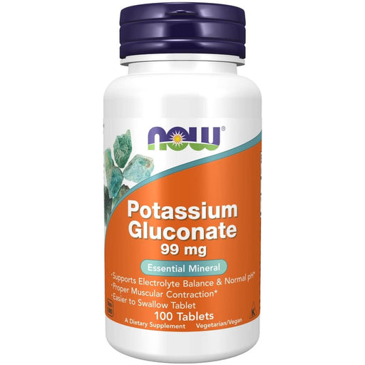 NOW Foods Potassium Gluconate 99mg 100 Tablets | Premium Supplements at MYSUPPLEMENTSHOP
