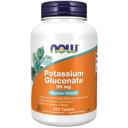 NOW Foods Potassium Gluconate 99mg 250 Tablets | Premium Supplements at MYSUPPLEMENTSHOP