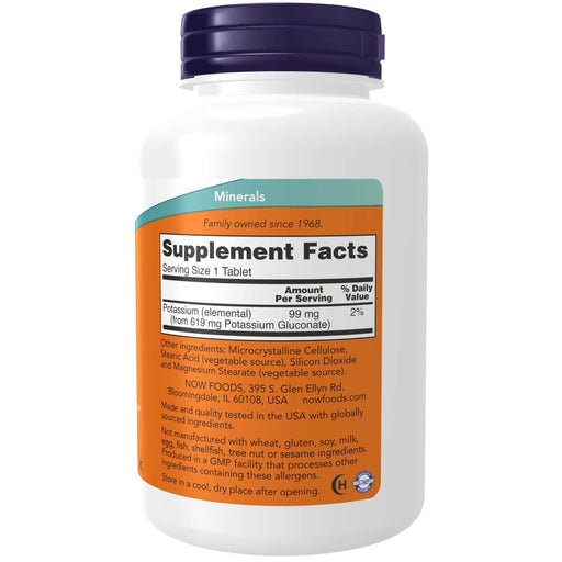NOW Foods Potassium Gluconate 99mg 250 Tablets | Premium Supplements at MYSUPPLEMENTSHOP