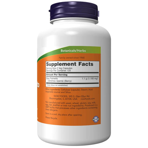 NOW Foods Saw Palmetto Berries 550 mg 250 Veg Capsules | Premium Supplements at MYSUPPLEMENTSHOP