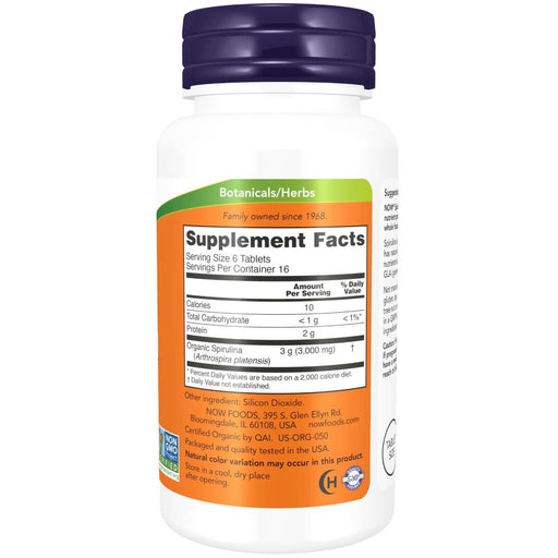 NOW Foods Spirulina 500 mg 100 Organic Tablets | Premium Supplements at MYSUPPLEMENTSHOP
