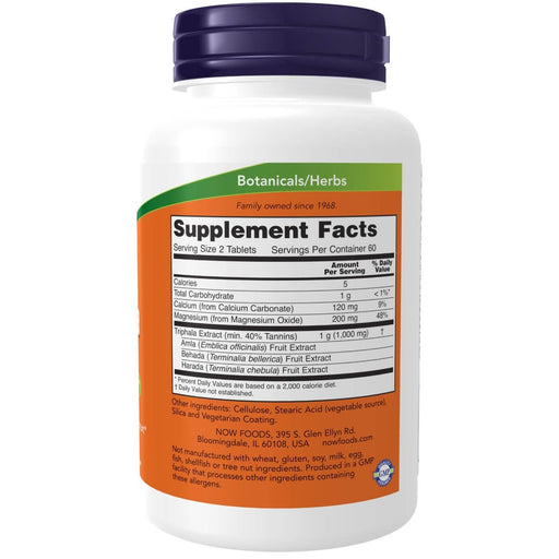 NOW Foods Triphala 500 mg 120 Tablets | Premium Supplements at MYSUPPLEMENTSHOP