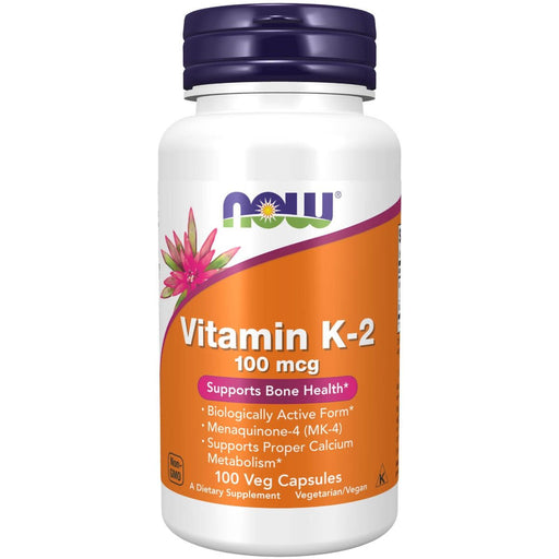 NOW Foods Vitamin K-2 100 mcg 100 Veg Capsules | Premium Supplements at MYSUPPLEMENTSHOP