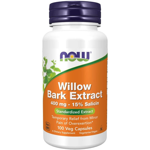 NOW Foods Willow Bark Extract 400 mg 100 Veg Capsules | Premium Supplements at MYSUPPLEMENTSHOP