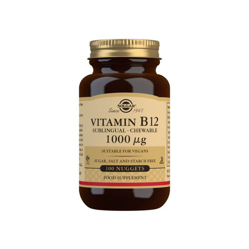 Solgar Vitamin B12 1000 µg Sublingual Chewable Nuggets Pack of 100 | Premium Supplements at MYSUPPLEMENTSHOP