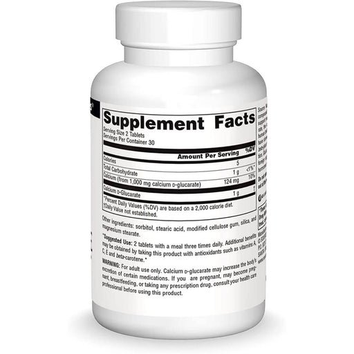 Source Naturals Calcium D-Glucarate 60 Tablets | Premium Supplements at MYSUPPLEMENTSHOP