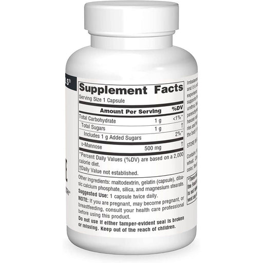 Source Naturals D-Mannose 500mg 60 Capsules | Premium Supplements at MYSUPPLEMENTSHOP