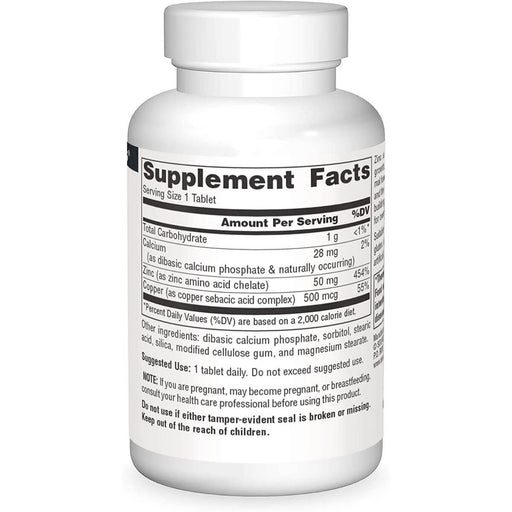 Source Naturals Zinc 50mg 100 Tablets | Premium Supplements at MYSUPPLEMENTSHOP