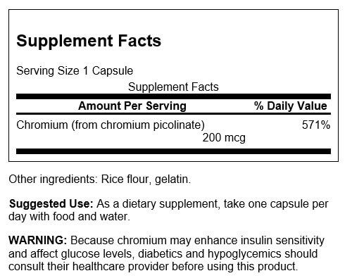 Swanson Chromium Picolinate 200 mcg 100 Capsules | Premium Supplements at MYSUPPLEMENTSHOP