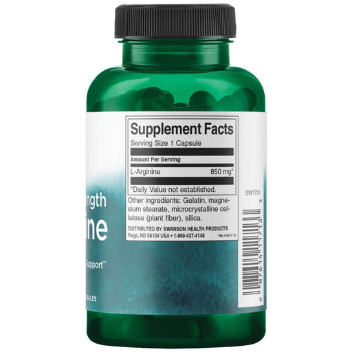 Swanson L-Arginine 850mg 90 Capsules | Premium Supplements at MYSUPPLEMENTSHOP