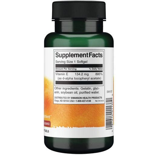 Swanson Natural Vitamin E 200iu (134.2 mg) 250 Softgels | Premium Supplements at MYSUPPLEMENTSHOP