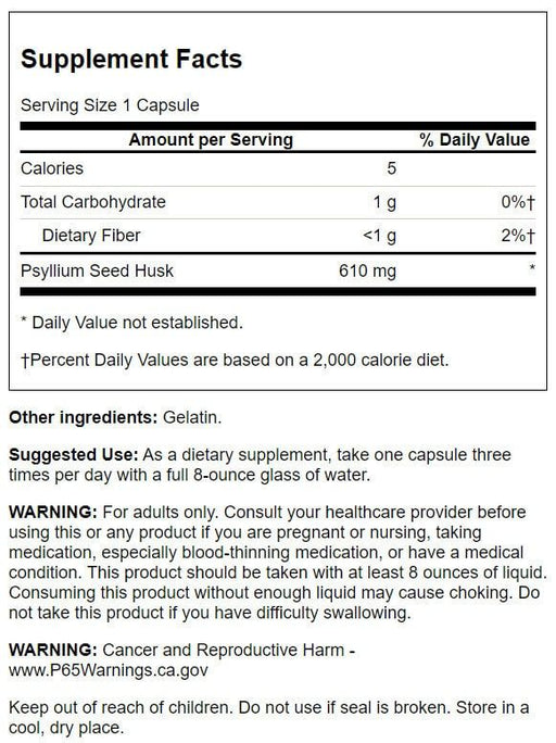 Swanson Psyllium Husks 610 mg 300 Capsules at MySupplementShop.co.uk