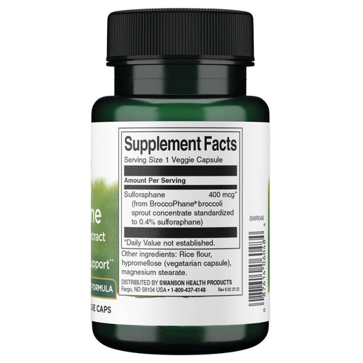 Swanson Sulforaphane from Broccoli Sprout Extract 400 mcg 60 Veggie Capsules | Premium Supplements at MYSUPPLEMENTSHOP