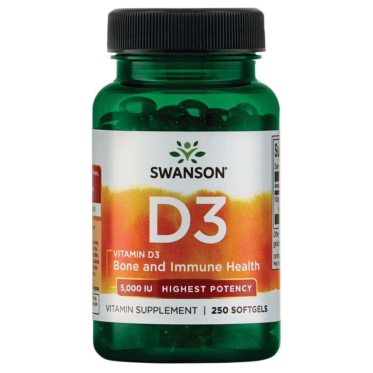 Swanson Vitamin D3 Highest Potency 5,000 IU (125 mcg) 250 Softgels at MySupplementShop.co.uk
