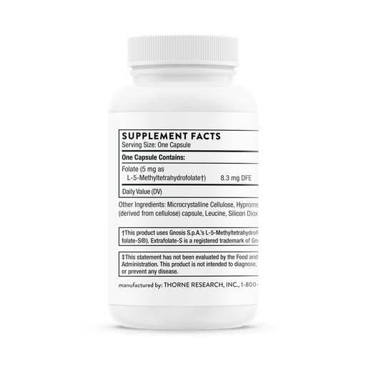Thorne Research 5-MTHF 5mg (L-5-Methyltetrahydrofolate) 60 Capsules | Premium Supplements at MYSUPPLEMENTSHOP