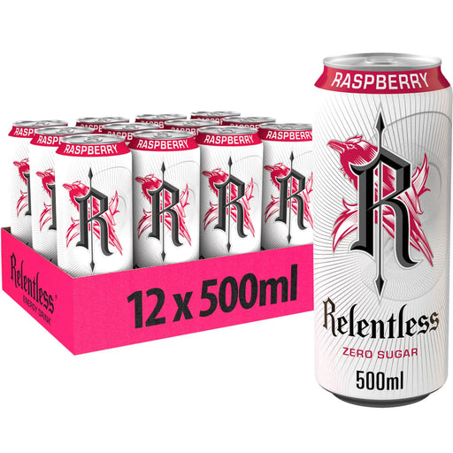 Relentless Raspberry Zero Sugar 12 x 500ml | High-Quality Health Foods | MySupplementShop.co.uk