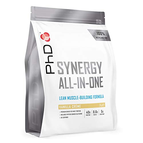 PhD Nutrition | Synergy Protein Powder | Premium Grass-Fed Whey | Vegetarian | 40g Protein 8.6g BCAAs 5g Creatine | Vit D Calcium Zinc & Magnesium | 100% Recyclable Packaging | Vanilla Creme 2kg | High-Quality Whey Proteins | MySupplementShop.co.uk