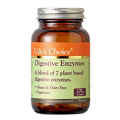 Udo's Choice Digestive Enzymes - 7 Plant Based Digestive Enzymes - Optimise The Absorption & Use of Nutrients - Vegetarian Gluten Free & Dairy Free - 60 Vegecaps - One a Day | High-Quality Diet & Nutrition | MySupplementShop.co.uk