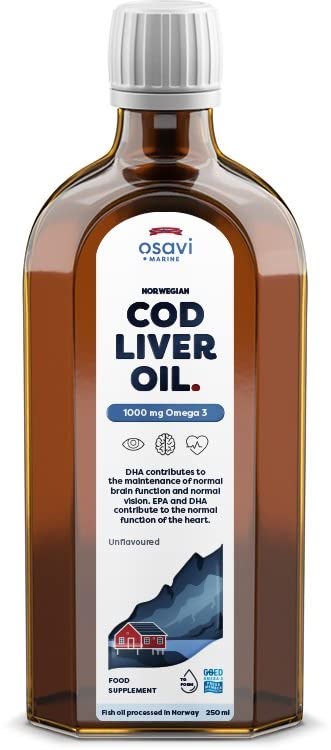Osavi Norwegian Cod Liver Oil, 1000mg Omega 3 (Unflavoured) - 250 ml. | High-Quality Omega-3 | MySupplementShop.co.uk