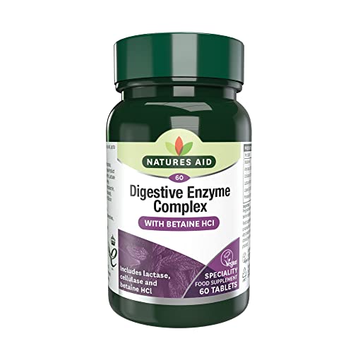 Natures Aid Digestive Enzyme Complex with Betaine Hydrochloride Vegan 60 Tablets | High-Quality Digestive Enzyme | MySupplementShop.co.uk