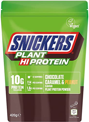 Snickers Chocolate Caramel & Peanut Vegan Protein Powder 420g 12 Servings 10g Plant-Based Protein | High-Quality Sports Supplements | MySupplementShop.co.uk