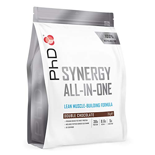 PhD Nutrition | Synergy Protein Powder | Premium Grass-Fed Whey | Vegetarian | 40g Protein 8.6g BCAA’s 5g Creatine | Vit D Calcium Zinc & Magnesium | 100% Recyclable Packaging | Double Choc 2kg | High-Quality Whey Proteins | MySupplementShop.co.uk