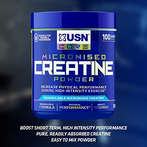 USN Micronized Creatine Monohydrate Powder 500 g: Improve Your Performance With Unflavoured Creatine Energy Boosting Pre train and Post Workout Recovery Powder | High-Quality Creatine | MySupplementShop.co.uk
