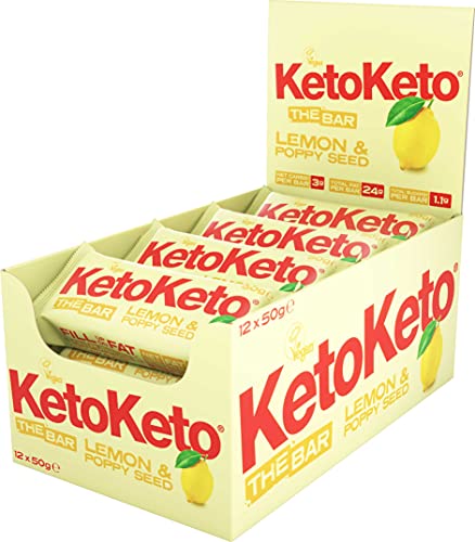 KetoKeto Bar 12x50g Lemon and Poppy Seed | High-Quality Health Foods | MySupplementShop.co.uk