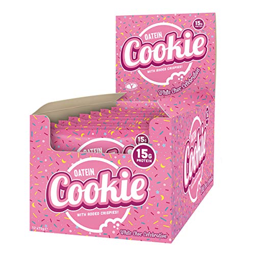 Oatein High Protein Cookie with Added crispies (Box of 12 x 75g) (White Choc Celebration) | High-Quality Sports Nutrition | MySupplementShop.co.uk