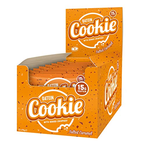 Oatein High Protein Cookie with Added crispies (Box of 12 x 75g) (Salted Caramel) | High-Quality Sports Nutrition | MySupplementShop.co.uk
