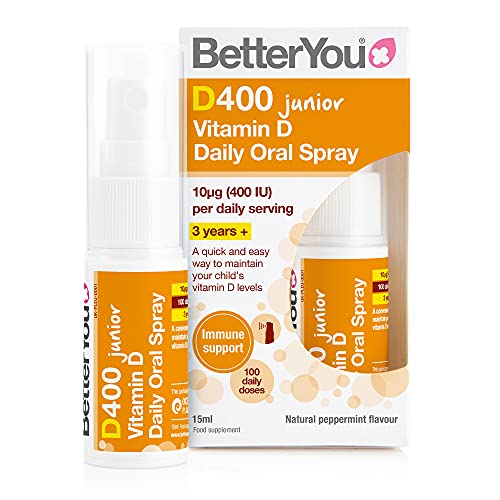 BetterYou D400 Junior Vitamin D Daily Oral Spray | 3 Years + | 400 IU | A Quick And Easy Way To Maintain Your Child's Vitamin D Levels | 100 Daily Doses | Natural Peppermint Flavour | High-Quality Vitamin D | MySupplementShop.co.uk