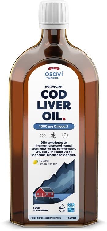 Osavi Norwegian Cod Liver Oil, 1000mg Omega 3 (Lemon) - 500 ml. | High-Quality Omega-3 | MySupplementShop.co.uk