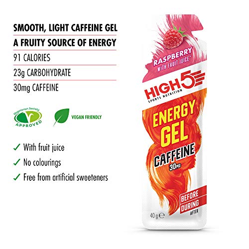 High 5 Energy Gel Caffeine Raspberry 20x40g | High-Quality Sports Nutrition | MySupplementShop.co.uk