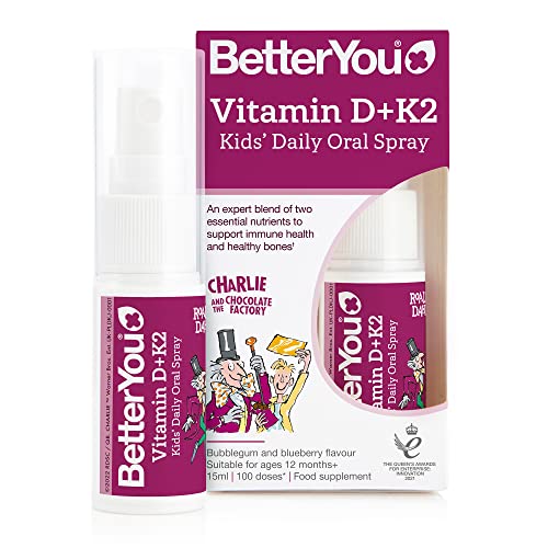 BetterYou Vitamin D + K2 Kids' Daily Oral Spray, Blueberry and bubblegum flavour | High-Quality Children's Health | MySupplementShop.co.uk