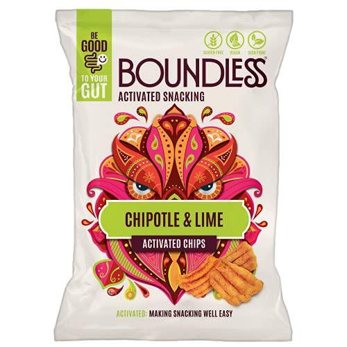 Boundless Activated Snacking: Chipotle & Lime Activated Chips (10 x 80g) - Gut Health - Low Calorie - Vegan Snacks - Gluten Free - Natural & Healthy Crisps - High Fibre | High-Quality Crisps & Snacks | MySupplementShop.co.uk