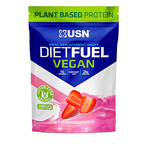 USN Diet Fuel Vegan Strawberry 880g: Dairy Free Vegan Meal Replacement Shake & Vegan Protein Powders | High-Quality Fat Burners | MySupplementShop.co.uk