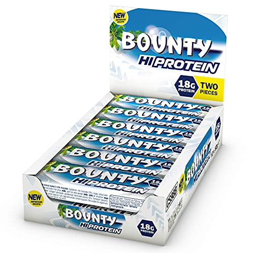 Bounty Hi Protein Bar (12 x 52g) High Protein Energy Snack with Milk Chocolate and Coconut 18g Protein | High-Quality Protein Bars | MySupplementShop.co.uk