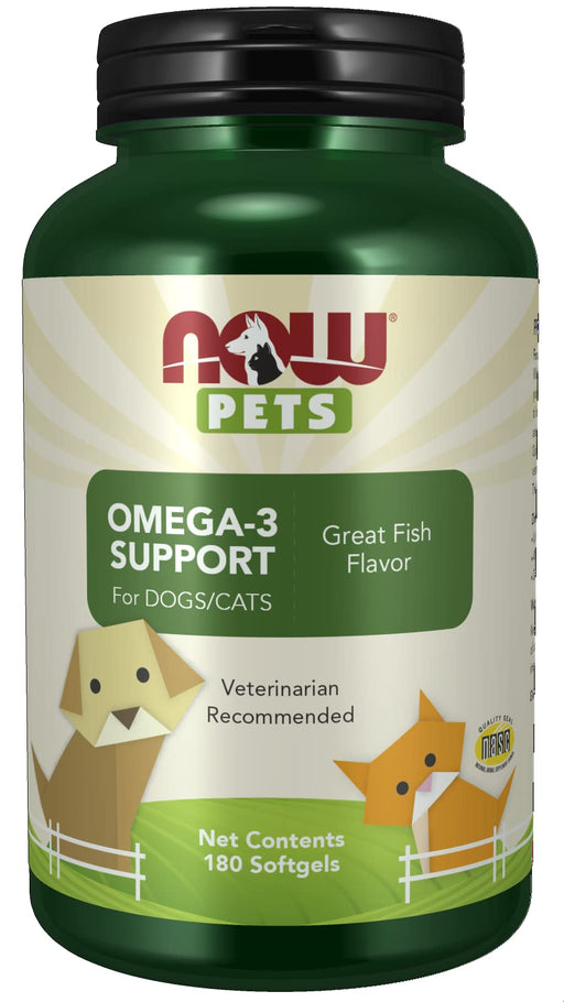 NOW Foods Pets, Omega-3 Support - 180 softgels | High-Quality Pet supplements | MySupplementShop.co.uk